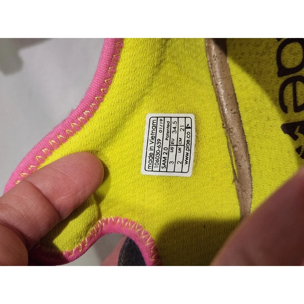 Plae Sam 2.0 Water Sandals Girls Size 3 Pink Yellow Excellent Hybrid Sport Shoes